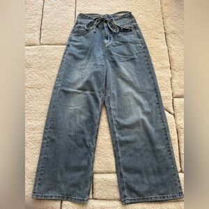 High waisted drawstring baggy ankle jeans super soft 26 XS